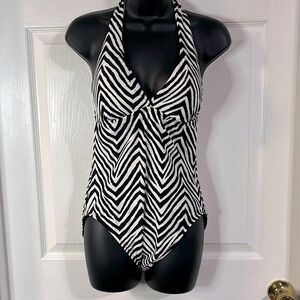 Talbots black & white one piece swim suit, size 8, NWT.